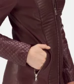 Quilted Maroon Leather Jacket – Nexi