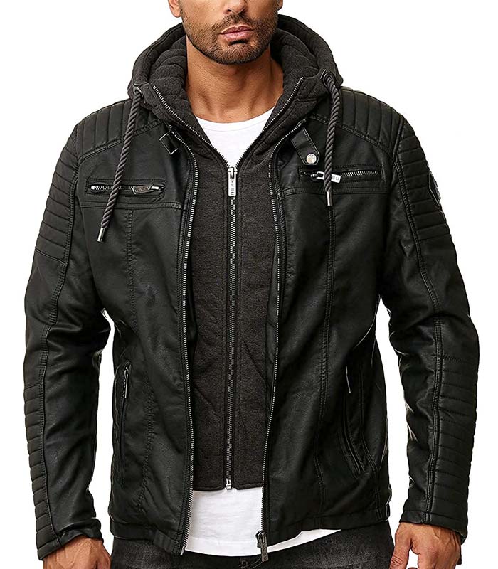 Biker Jacket with Hooded