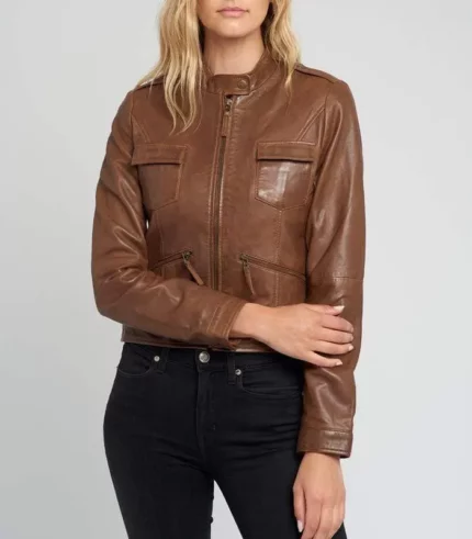 Biker leather jacket women