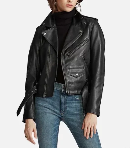 Black leather jacket women