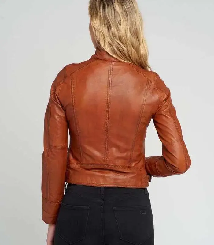 Brown motorcycle leather jacket