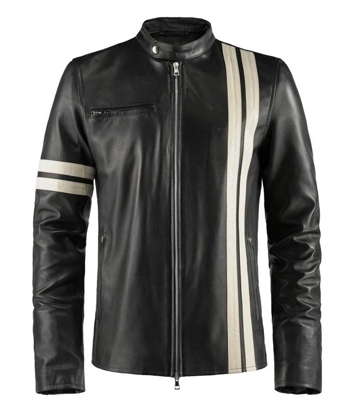 Cafe racer Style Black Leather Driver Jacket