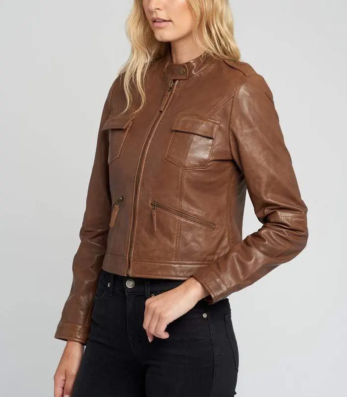 Dark Brown Leather jacket women