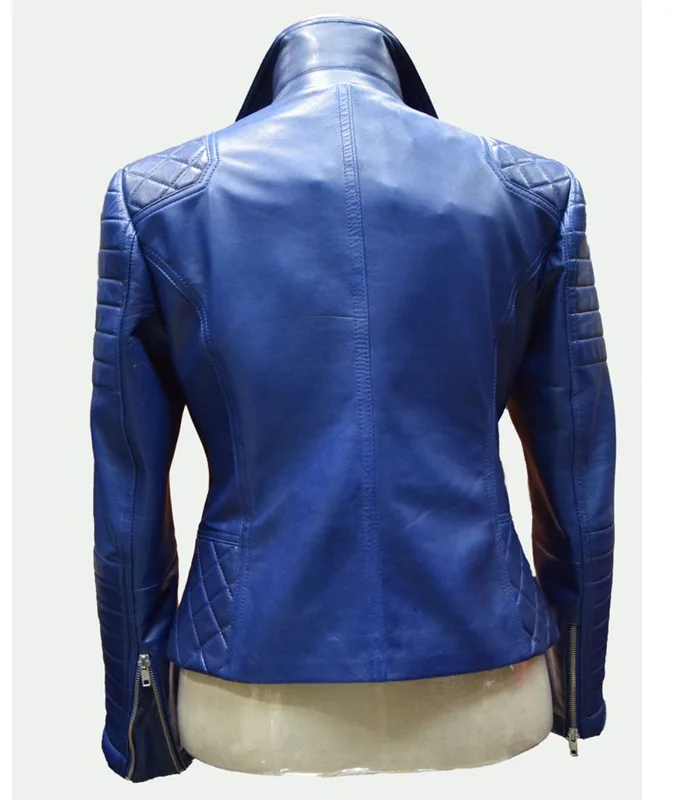 Ellen Blue Leather Jacket