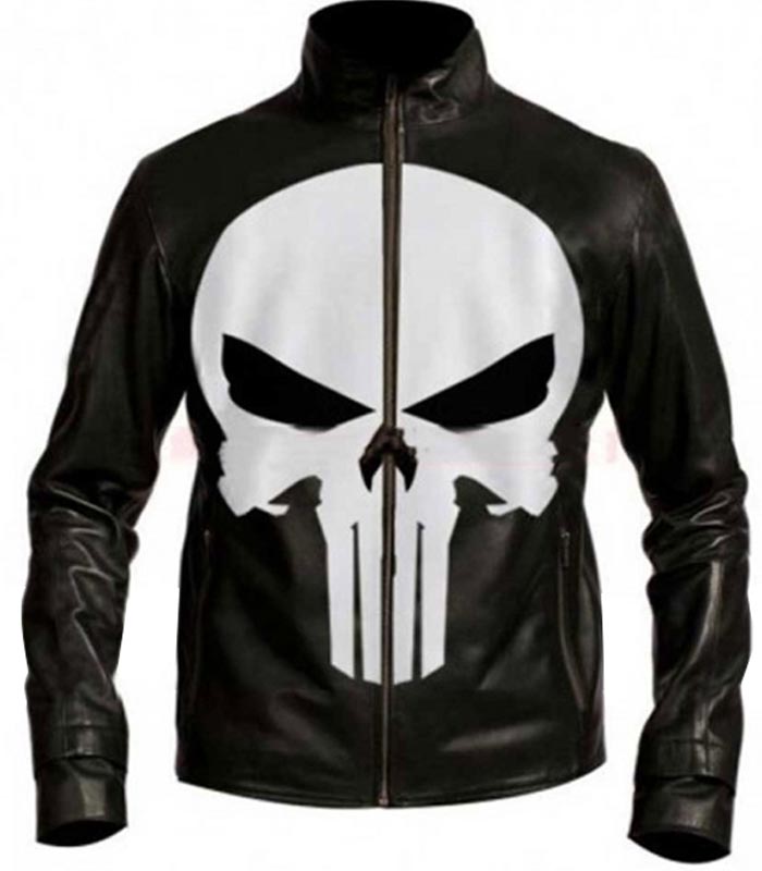 Punisher Skull Biker Leather Jacket