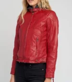 Women Hooded leather jacket