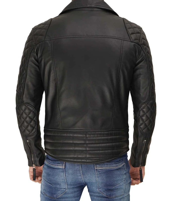 asymmetrical mens black leather motorcycle jacket