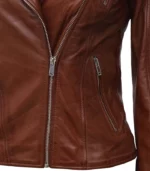 bagheria brown womens leather jacket with hood