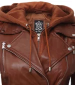 bagheria brown womens leather jacket with hood