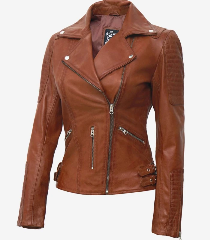 bari tan leather motorcycle jacket womens