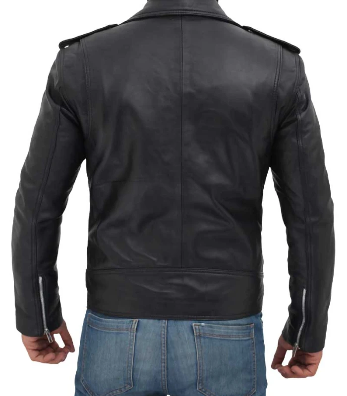brando motorcycle mens black asymmetrical leather jacket
