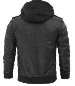 edinburgh mens black leather jacket with removable hood