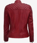 jannie red asymmetrical padded leather jacket