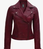 kimberley maroon leather moto jacket