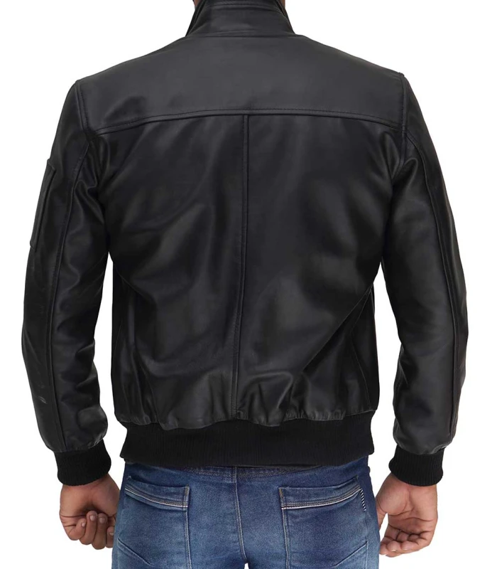 leather bomber black mens cowhide leather jacket