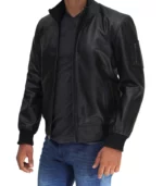 leather bomber black mens cowhide leather jacket