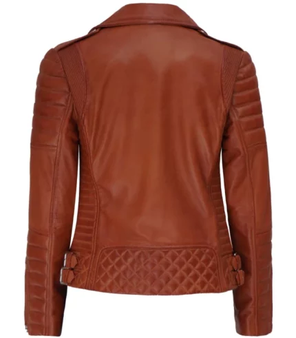 lucille womens tan brown asymmetrical motorcycle leather jacket