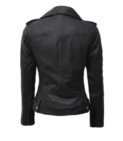 margaret womens asymmetrical leather black biker jacket