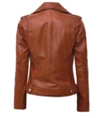margaret womens asymmetrical leather tan biker jacket