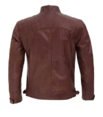 mens biker distressed brown quilted leather jacket