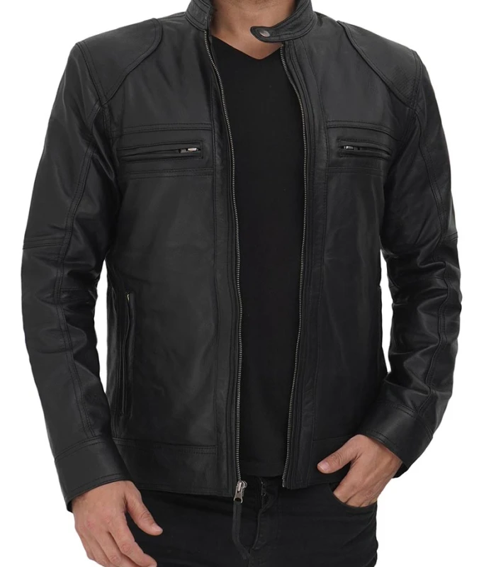 mens black real lambskin leather jacket
