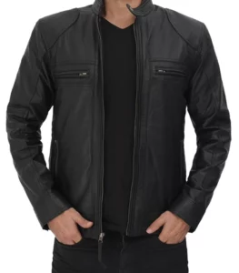 mens black-real lambskin leather jacket