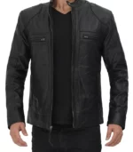 mens black real lambskin leather jacket