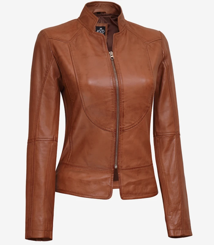 montana womens vintage brown leather biker jacket