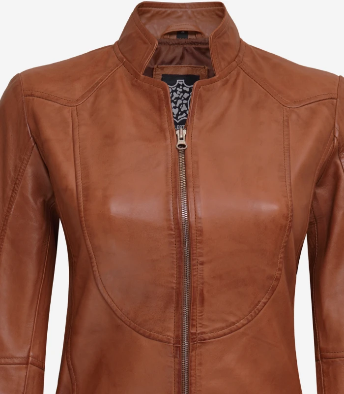 montana womens vintage brown leather biker jacket