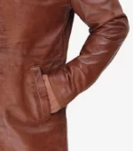 natural mens 3 4 length leather coat tan
