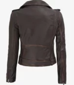 nellie cropped dark brown distressed leather jacket women