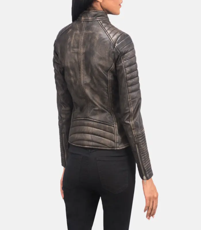 women 27s adalyn quilted distressed brown cafe racer jacket