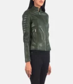 women 27s adalyn quilted green cafe racer jacket