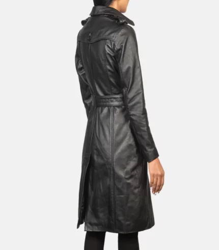 women 27s alice black double breasted leather coat full