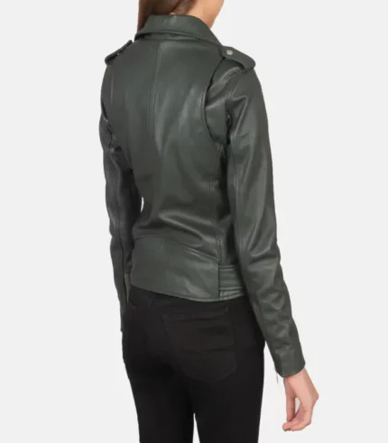 women 27s alison green leather biker jacket