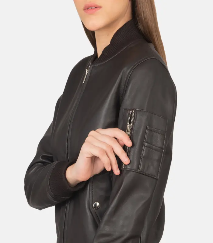 women 27s ava ma 1 brown leather bomber jacket