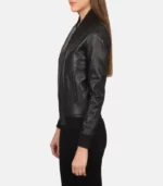 women 27s bliss black leather bomber jacket