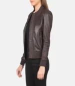 women 27s bliss maroon leather bomber jacket