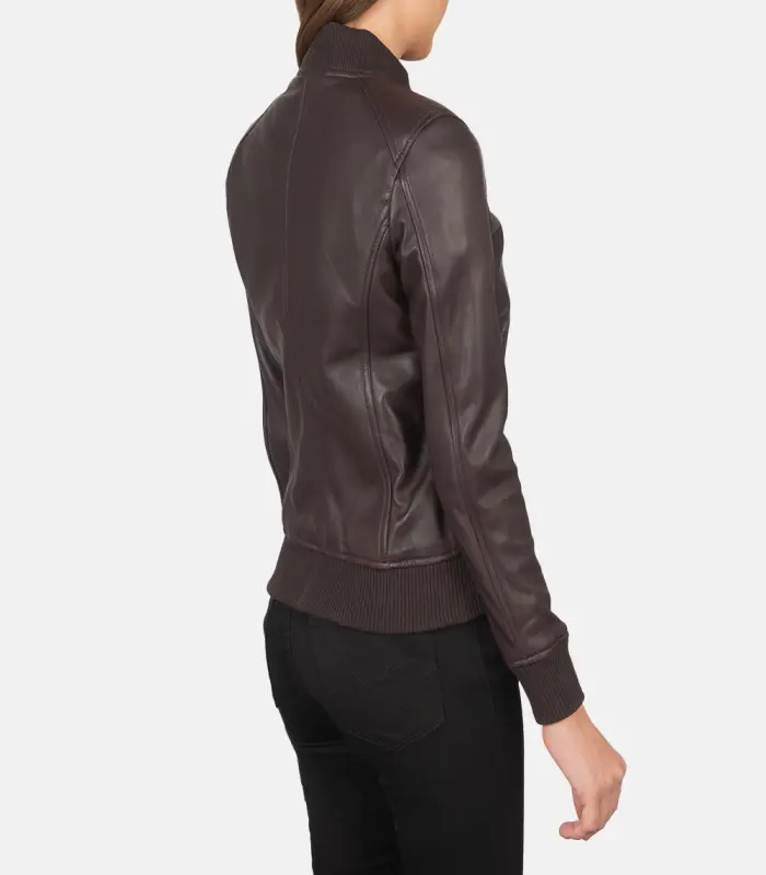 women 27s bliss maroon leather bomber jacket