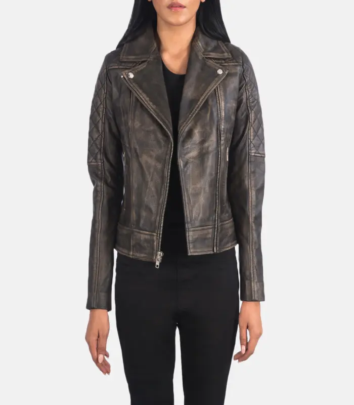 women 27s carolyn quilted distressed brown biker jacket