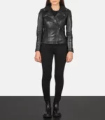 women 27s flashback black leather biker jacket