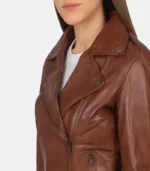 women 27s flashback brown leather biker jacket
