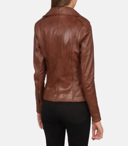 women 27s flashback brown leather biker jacket