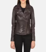 women 27s flashback maroon leather biker jacket