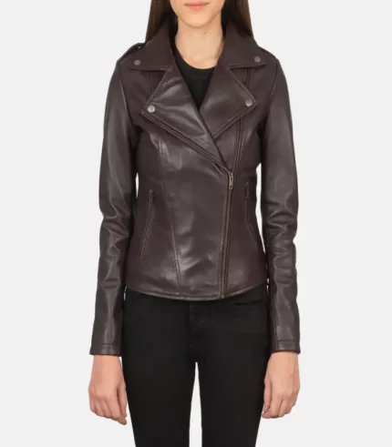 women 27s flashback maroon leather biker jacket