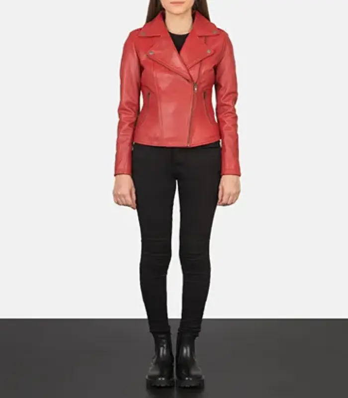 women 27s flashback red leather biker jacket