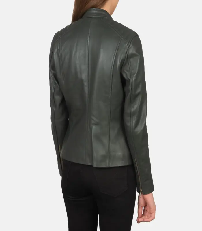 women 27s kelsee green leather biker jacket