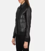 women 27s westa a 2 black leather bomber jacket open