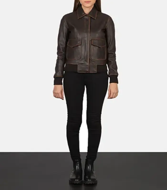 women 27s westa a 2 brown leather bomber jacket