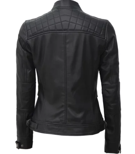 womens black real leather motorcycle jacket